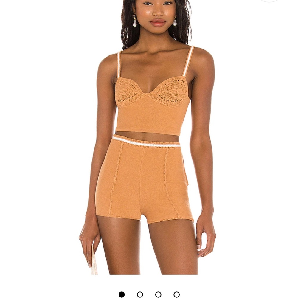 Camila Coelho Claudine Crochet set - tan & white